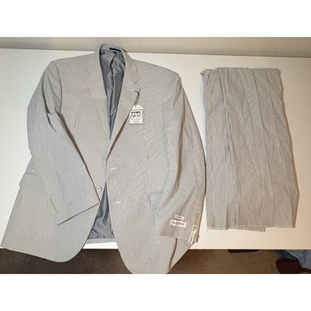 Jos A Bank Men's Seersucker Suit | NWT | Striped | 46 Regular | 40 Waist